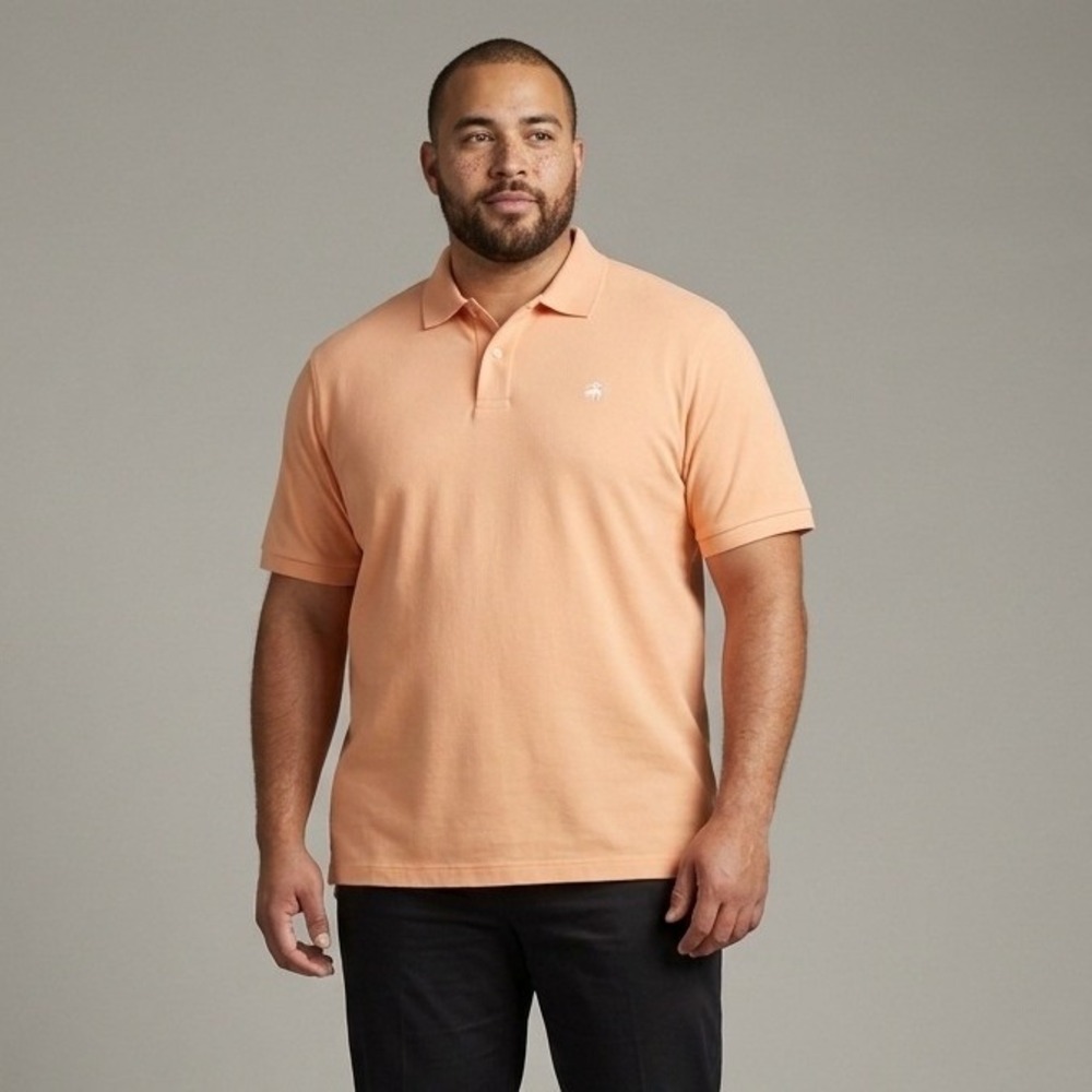 Brooks Brothers Mens XL Peach Polo Shirt Regular Non-Iron Stretch Cotton